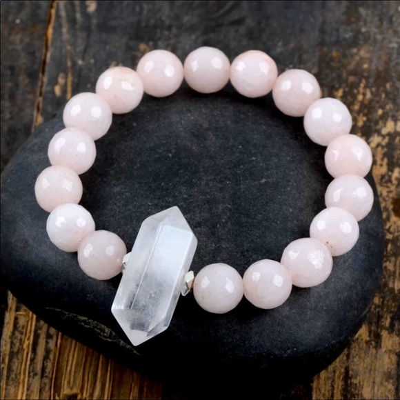 Genuine Reiki Charged Rose Quartz and double pointed Crystal Bracelet - Picture 3 of 3